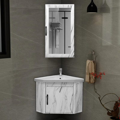 Plantex Bathroom Vanity Set with Basin/Mirror with Ceramic Wash Basin/Shelf Cabinet for Bathroom Organizer - (APS-484) Wall Hung Basin(White)
