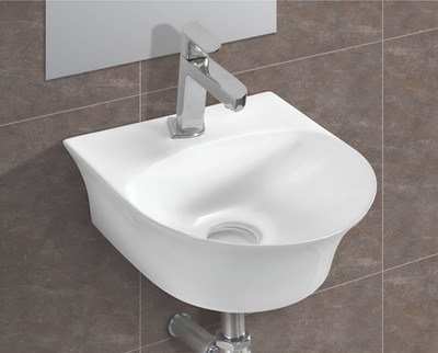 Syon SWING Premium Ceramic Table Top & Wall Mount Wash Basin (13 inch x 14 inch) SYON075 Wall Hung Basin(White)