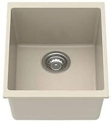 Carysil Carysil 21x18x8 inches Dolce UK Series Single Bowl Kitchen Sink, Real Stone Finish, 304 Stainless Steel Top Mount(Cream)