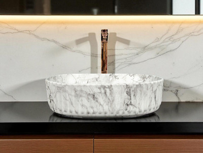 Clayramic Premium Quality Designer Ceramic Table Top Wash basin (M-Hr-Line-1005) (Hr-Line-1005-Matt)(13x19x5) Table Top Basin(malticolor)