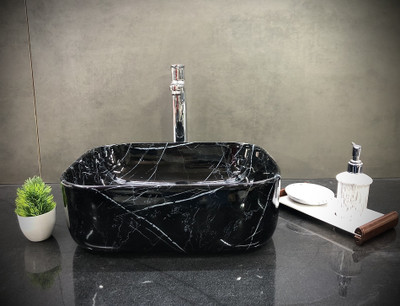 DELTA Table Top Premium Designer Ceramic Wash Basin(M25) (16x12x6)(M25) Table Top Basin(Black)