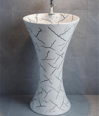 CARA MARK wash basin standing| Wash basin|pedestal basin|pedestal wash basin|basin| Pedestal Basin(NATURAL FIGURE LIKE MARBEL GREY COLOR (scretch proof))