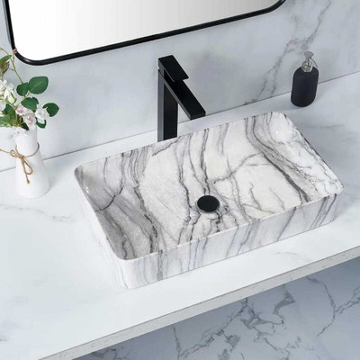 Nerobi BIG SIZE DESIGNER PREMIUM TABLE TOP COUNTER TOP WASH BASIN 24x14x5 slate 411 glossy Table Top Basin(multicolor)