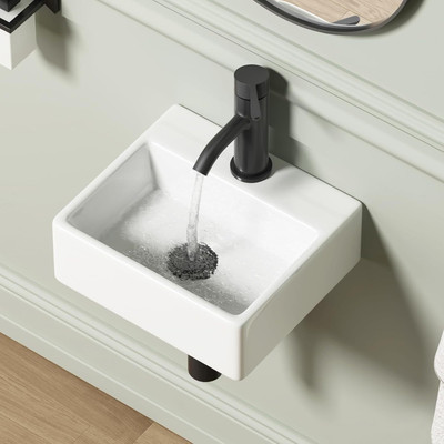 Seikoware Bathroom Basin/Glossy Small Sink Wall-Hung Hand Wash Basin Wash Basin/Wall Moun Basin for Bathroom (L 14 X W 12 X H 4 Inch ) Wall Hung Basin Wall Hung Basin(White)