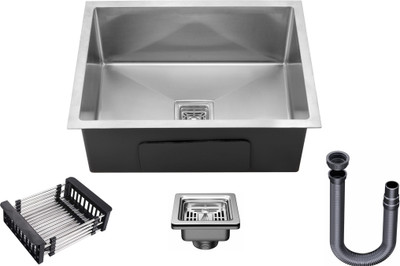 chirag Kitchen Sink 20 Inch (20x17x10) Handmade Single Bowl SS304 Stainless Steel Sink IEZ20X17HM|Thick Heavy-Duty Coating|T304 Stainless Steel| Vessel Sink(Silver)