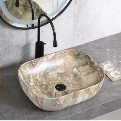 NEKSTONE Premium Designer Ceramic Wash Basin Counter top basin glossy(18x13x5) Nek ALPHA 125 Table Top Basin(MULTICOLOR)