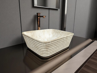 Clayramic Premium Designer Ceramic Table Top Washbasin (M-Bruno-1095-Matt) (20x15x6.5)(M-1095) Table Top Basin(malticolor)