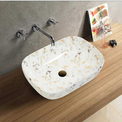 NEKSTONE Premium Designer Ceramic Wash Basin Counter top basin Glossy( 18x13x5) Nek ALPHA 108 Table Top Basin(MULTICOLOR)