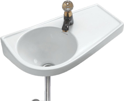 Vardhman Ceramics Wall Hung Mounted Sink Glossy Finish White Wash Basin for Bathroom Size 20 x 12 x 8 Inch Wall Hung Basin(White)