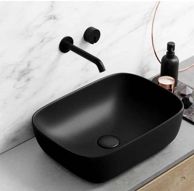 NEXIS DESIGNER TABLE TOP COUNTER TOP WASH BASIN 18X13X5.5 (MATT FINISH) 18X13X5.5 MATT BLACK Table Top Basin