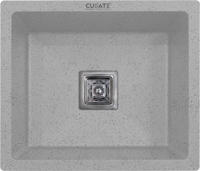 CURATE Quartz Kitchen Sink Grey Musk Matt Finish- 16x18x9 inch Single Bowl | CURATE N204 Top Mount(Grey Musk)
