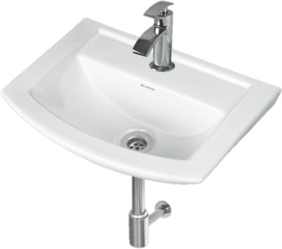 Vardhman Ceramics Wall Hung Glossy Finish White Sink Wash Basin for Bathroom Size 18 x 13 x 6 Inch Wall Hung Basin(White)