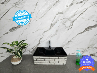 ALPHA 2 in 1 Table Top & Wall Mount Designer Wash Basin with Waste Pipe & Coupling set (16*12*5)(INT) Wall Hung Basin(White)