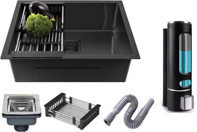 Flipkart SmartBuy Handmade Kitchen Sink 24" X 18" X 10" Wash Basin Stainless Steel Single Bowl With Tap Premium Quality Black MG_16 Vessel Sink(Black)