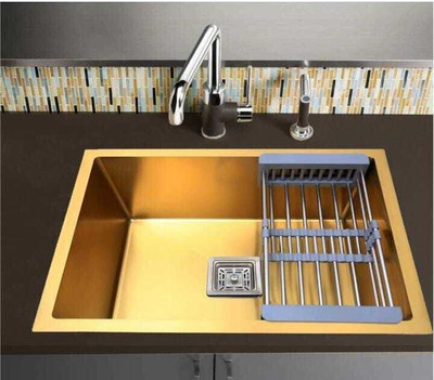 DK DENMARK Imported Kitchen Sink Hand Made,304 Stainless Steel Gold Kitchen Sink Sink_24X18 Under Counter Basin(Golden)
