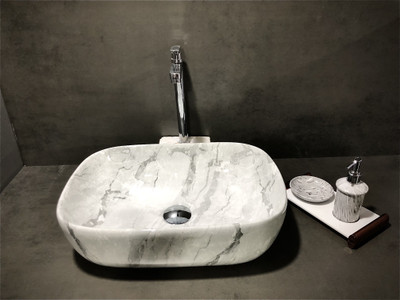 ALPHA Ultra Premium Designer Ceramic Wash Basin(08) (18*13*5.1)(M08) Table Top Basin(White)