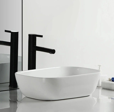 InletCera Premium Designer Ceramic Wash Basin(MWhite) (18*13*5)(White-02) N Table Top Basin(White)