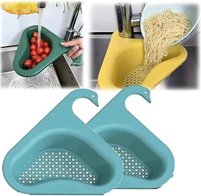 PABUZA Swan Drain Basket Sink,Kitchen Multi-Function Triangular Swan Shape Sink Basket Corner Basin(multicolor)
