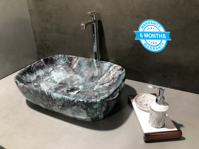 ALPHA Premium Designer Ceramic Wash Basin(M16) with Waste Pipe & Coupling set (18*13*5)(M16) Table Top Basin(White)