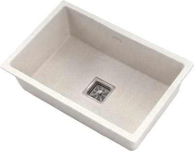 JINDAL Sngle Bowl 24x18x10 Inch Quartz Kitchen Sink/ Quartz Metalic Sink with Sink Coupling, Waste Pipe & Strainer Basket/ Top Mount(Grey1)