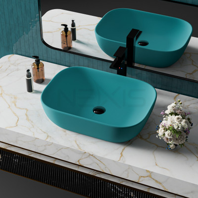 NEXIS Premium Designer Ceramic Wash Basin 18x13x5 ) NEWBLUE_ALPHA Table Top Basin(BLUE)