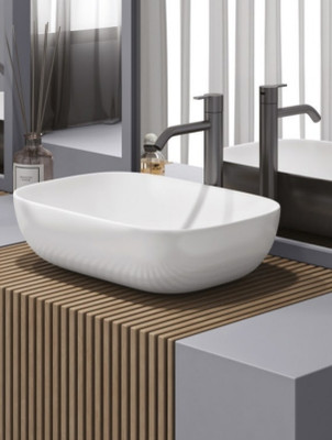 Devito (18*13*5) inch very stylish super glossy finish table top wash basin / (45*32.5*14) cm beautiful & attractive ceramic wash basin / Table Top Basin(white)