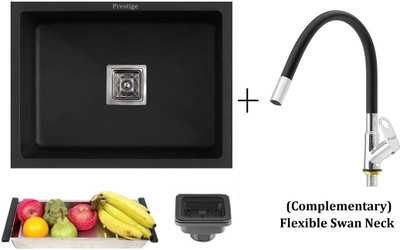 Prestige (24x18x10 Inch ) HANDMADE Kitchen Sink With (24x18x10 Inch ) HANDMADE Kitchen Sink With Vessel Sink(BLACK)