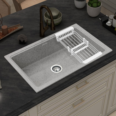 Plantex Quartz Acrylic Kitchen Sink/Sink for Kitchen/Granite Single Bowl Kitchen Sinks with Coupling/Wash Basin (32x20 Inches) Under Counter Basin(Brun)