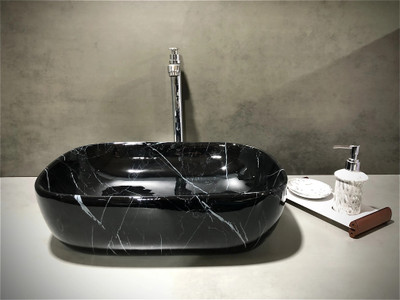 DELTA Premium Designer Wash Basin(0025) with Waste Pipe & Coupling set (18*13*5) Table Top Basin(Black)