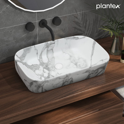 Plantex Tabletop Wash Basin for Bathroom/Designer Ceramic Basin/Wash Basin for Home Counter Top(White)