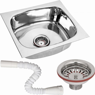 JINDALL Premium Quality Kitchen Sink Kitchen Sink_12X15X6 With Steel Coupling and Flex pipe Vessel Sink(steels)