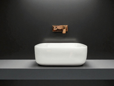 DELTA Premium White Ceramic Oval Wash Basin(White) (16x12x6)(White-Round) Table Top Basin(White)