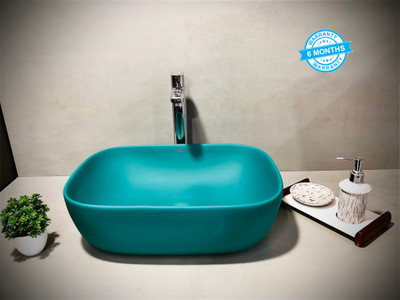ALPHA Ultra Premium Designer Ceramic Wash Basin(Rich Green) (18*13*5.1)(Rich Green) Table Top Basin(Green)