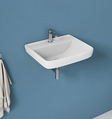 Syon DOVEL Premium Ceramic Wall Mount Wash Basin (19 inch x 14 inch) SYON077 Wall Hung Basin(White)