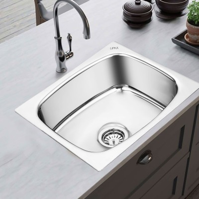 Lipka 24”x18”x9” 304-Grade Stainless Steel Round Single Bowl Kitchen Sink 24x18x9 Inches Vessel Sink(Silver)