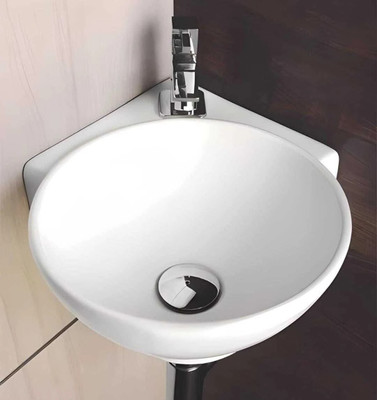 NEXIS Premium ceramic Corner basin (14x14x5 inch) (18x13x5) Table Top Basin(WHITE)