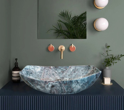 DELTA Table Top Premium Designer Ceramic Wash Basin(M16) (23*15*5)(M16) Table Top Basin(White)