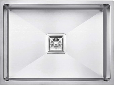 INNOMAX Handmade Kitchen Sink Full Matt Finish Sink Size 24*18*10Inch Weight 6.5kg With Coupling &Waste Pipe,Fruit Basket Under Counter Basin(Steel)