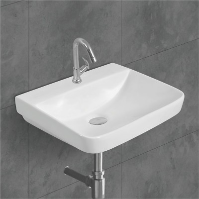 Syon RUBEL Ceramic Wall Mount Wash Basin for Bathroom & Living Room (18x14 inch) SYON006 Wall Hung Basin(WHITE)