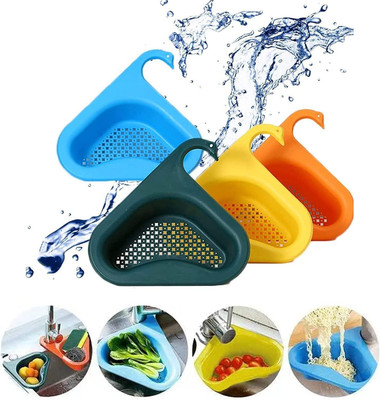 iYOGIzz Kitchen Sink Organizer Corner Dish Drying Rack Sink Basket Washing Vegetables Sieve(Multicolor Pack of 1)