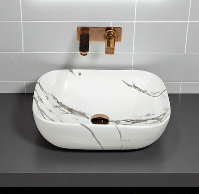 Clayramic Premium Quality Designer Ceramic Table Top Wash basin (M-Rj-1034-New) (18x13x5)(M-1034-New) Table Top Basin(Multicolor)
