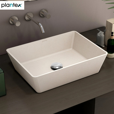 Plantex Quartz Wash Basin for Bathroom/Tabletop Washbasin/Counter Top Basin Wash Basin for Bathroom/Quartz Basin/Square Table Top Basin/Wash Basin for Home Counter Top(Peach Ivory)