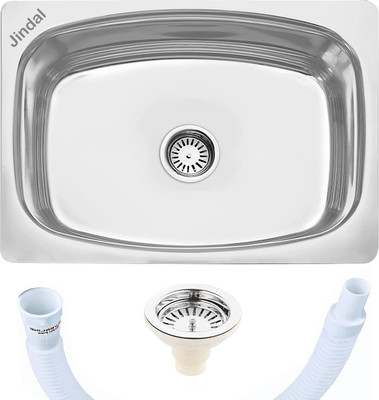 Jindal steel VR 22x18x9 Size in Inch 22x18x9 kitchen sink 10 year warranty 304 grade with Heavy drain Coupling Vessel Sink(Steels)