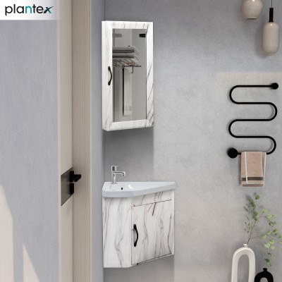 Plantex Bathroom Vanity Set with Basin/Mirror with Ceramic Wash Basin/Shelf Cabinet for Bathroom Organizer - (APS-484) Wall Hung Basin(White)