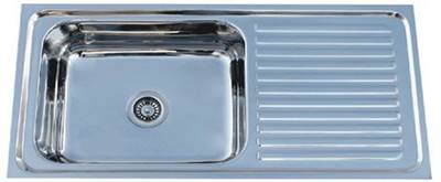 CERAMAX Ceramax Stainless steels Kitchen sink 37x18x8 Drain Board - 304 Grade Steel Top Mount