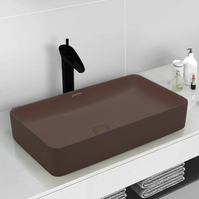 Plantex Basin for Bathroom/Ceramic Table Top Wash Basin/Over Counter Washbasin for Home Counter Top(Brown)