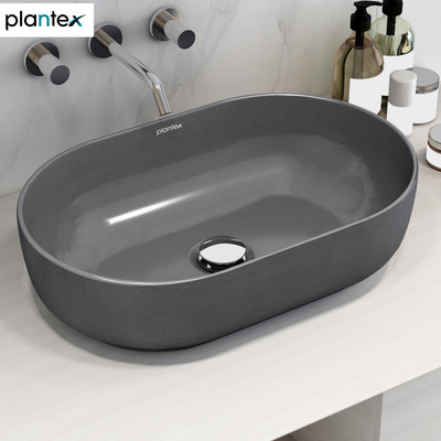 Plantex Tabletop Wash Basin for Bathroom/Designer Ceramic Basin/Wash Basin for Home Counter Top(Metallic Grey)