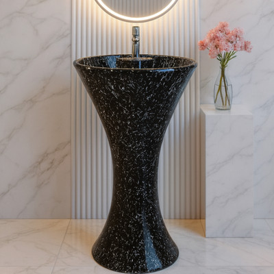 CARA MARK basin|wash basin|hand wash stand basin| Modern Pedestal Washbasin with Elegant Design - Durable & Stylish Bathroom Sink| Pedestal Basin(DRAK GREY SCRETCH PROOF ANTI BACTIREAL)