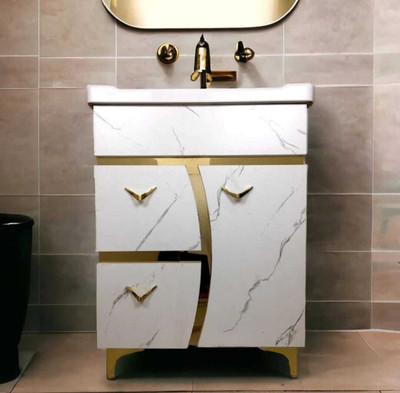BOBBYEXPORT White & gold premium freestanding vanity/ washbasin cabinet BEBP8 Table Top Basin(Golden & White)