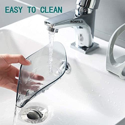 PL SKY Plastic Leaf Shape Soap Box Self Draining Bathroom Soap Holder (Grey, Black) Washing Machine Soap Dispenser
